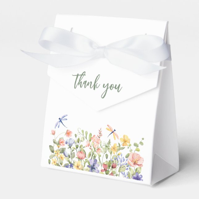 Baby in Bloom Green Wildflower Baby Shower Favor Boxes (Front Side)