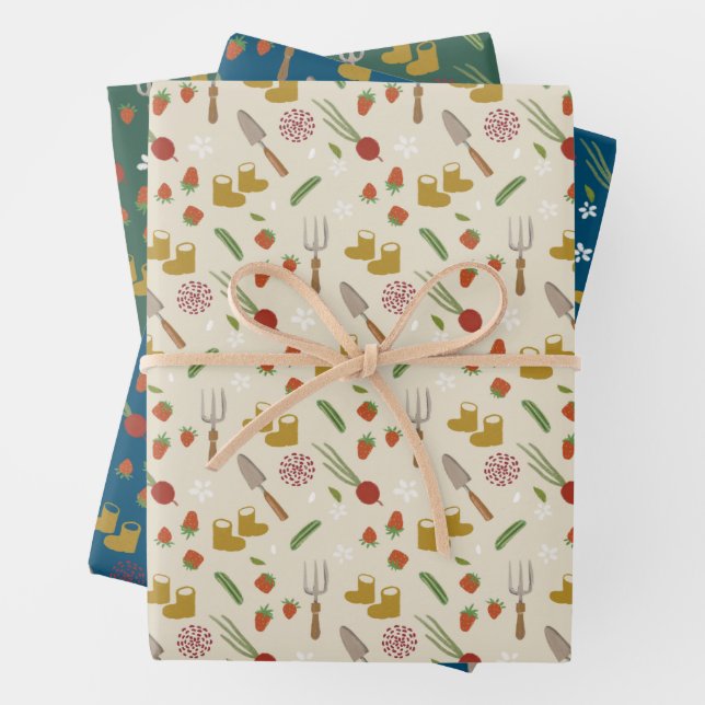 Baby in Bloom Growing Garden Baby Shower Wrapping Paper Sheets (In situ)