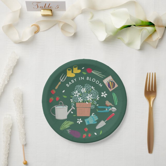 Baby In Bloom Growing Garden Family Baby Shower Paper Plates (Wedding)
