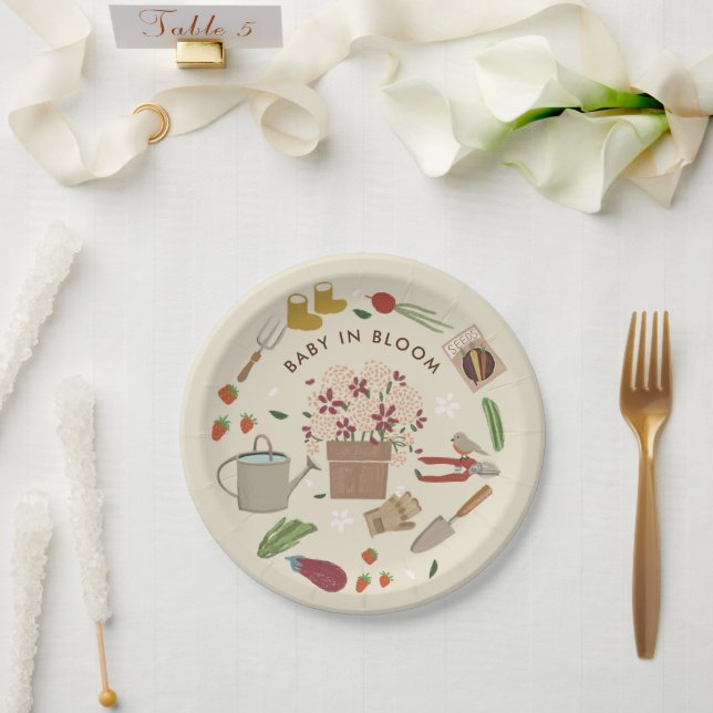 Baby In Bloom Growing Garden Family Baby Shower Paper Plates (Wedding)