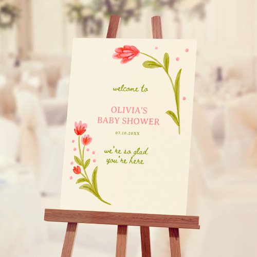 Baby In Bloom Hand Drawn Floral Baby Shower Foam Board