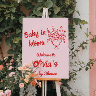 Baby In Bloom Hand Drawn Floral Shower Welcome Foam Board