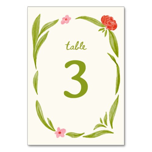 Baby In Bloom Hand Drawn Floral Table Number