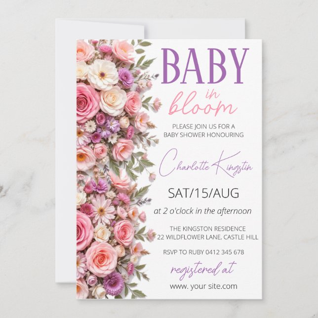Baby in Bloom Invitation, Wildflowers Baby Shower  Invitation (Front)