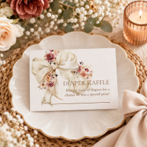 Baby in Bloom Ivory Bow Baby Shower Diaper Raffle