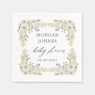 baby in bloom ivory floral baby shower napkins