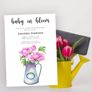 Baby in bloom Jug of flowers baby shower Invitation