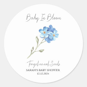 Baby In Bloom l Forget me not Seeds Baby Shower Classic Round Sticker