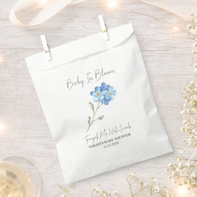 Baby In Bloom l Forget Me Not Seeds Baby Shower Favor Bag (Clipped)