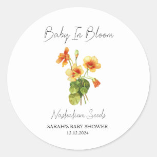 Baby In Bloom l Nasturtium Seeds Baby Shower Classic Round Sticker