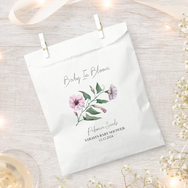 Baby In Bloom l Petunia Seeds Baby Shower Favor Bag (Clipped)