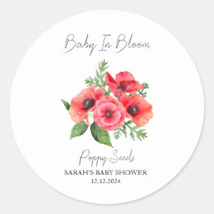 Baby In Bloom l Poppy Seeds Baby Shower Classic Round Sticker