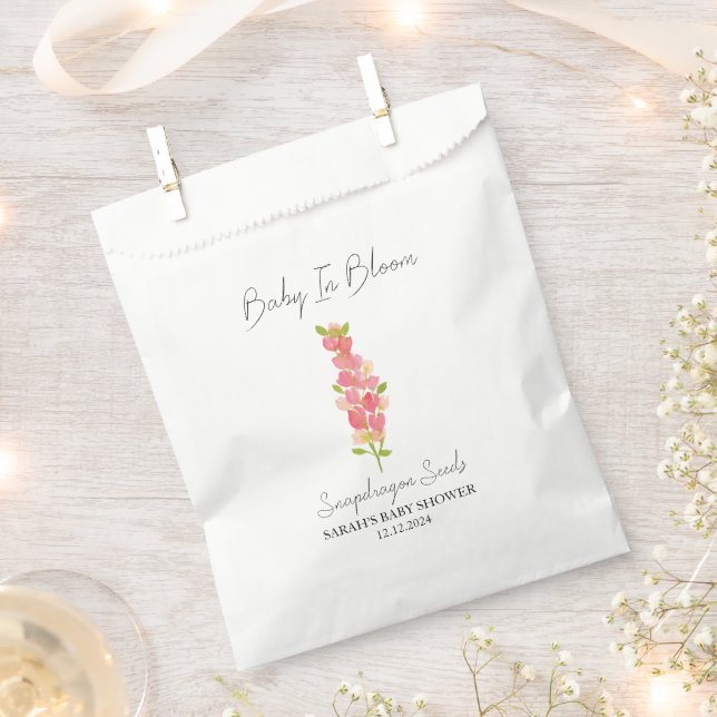 Baby In Bloom l Snapdragon Seeds Baby Shower Favor Bag (Clipped)