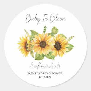 Baby In Bloom l Sunflower Seeds Baby Shower Classic Round Sticker