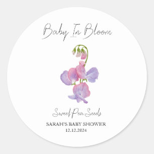Baby In Bloom l Sweet Pea Seeds Baby Shower Classic Round Sticker