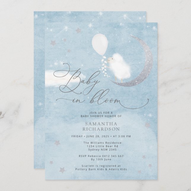 Baby in Bloom Lamb Boy Baby Shower Invitation (Front/Back)