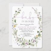 Baby in Bloom lavender yellow girl baby shower Invitation (Front)