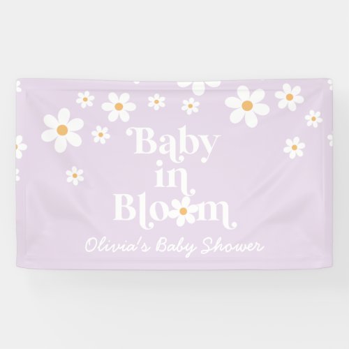 Baby in Bloom Lilac Daisy boho shower Banner