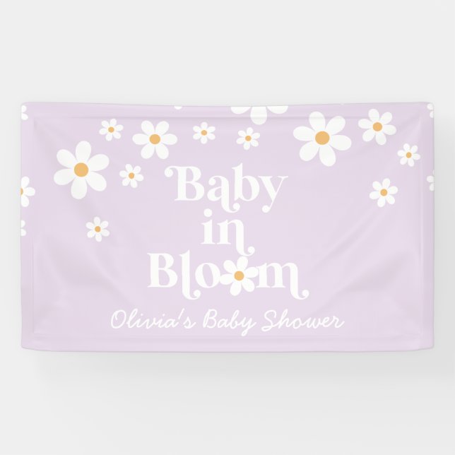 Baby in Bloom Lilac Daisy boho shower Banner (Horizontal)