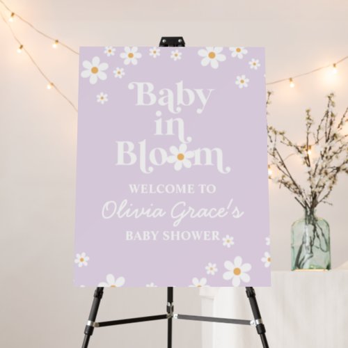 Baby in Bloom lilac Daisy Shower Welcome Poster