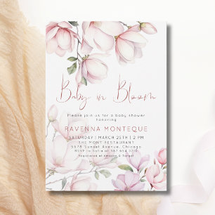 Baby in Bloom Magnolia Blush Floral Baby Shower Invitation