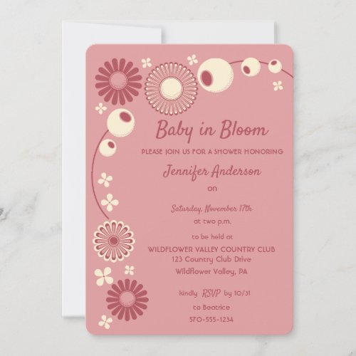 Baby in Bloom Mauve Pink Girl Baby Shower Invitation