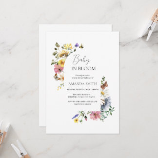 Baby in Bloom Meadow Wildflowers Shower Invitation