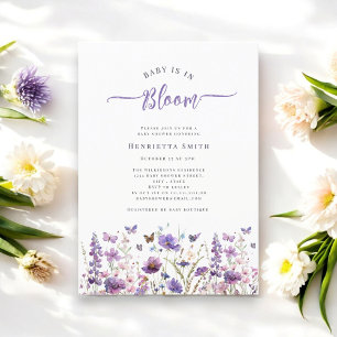 Baby in bloom minimal watercolor baby shower invitation