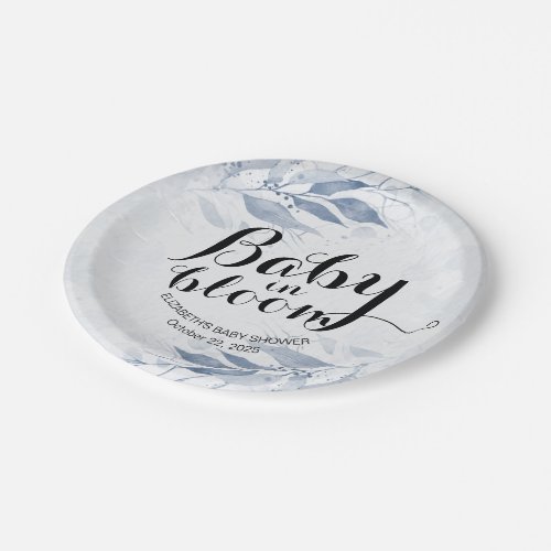 Baby in Bloom  Modern Baby Shower Pinback Button Paper Plates