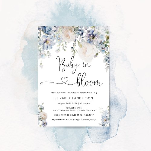 Baby in Bloom Modern Floral Baby Shower Invitation
