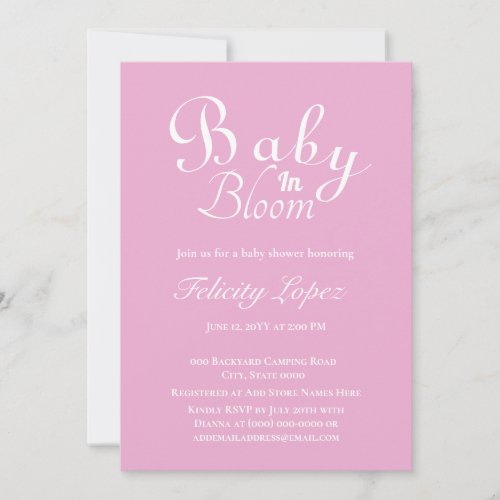 Baby in Bloom Modern Pink Invitation