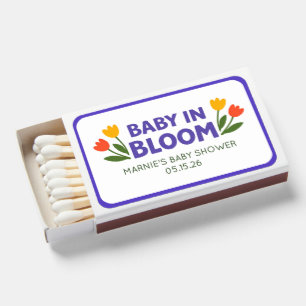 Baby in Bloom Modern Tulip Floral Baby Shower Cute Matchboxes