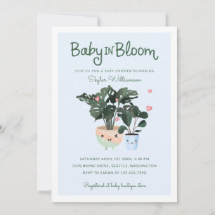 Baby in Bloom Mother & Baby Boy Potted Plants Invitation