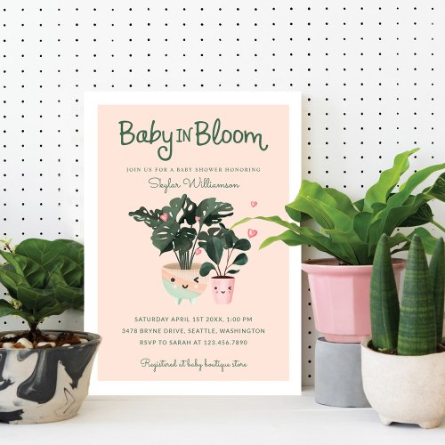 Baby in Bloom Mother  Baby Girl Potted Plants Invitation