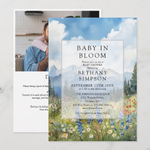 Baby In Bloom Mountain Photo QR Code Baby Shower Invitation