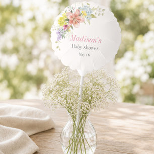 Baby in Bloom Name & Date Baby Shower Balloon