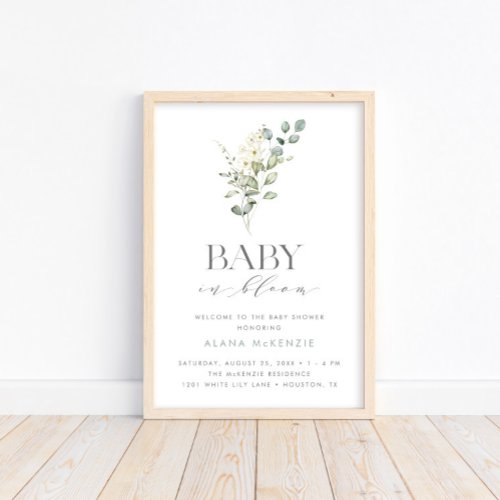 Baby in Bloom Neutral Baby Shower Welcome Poster