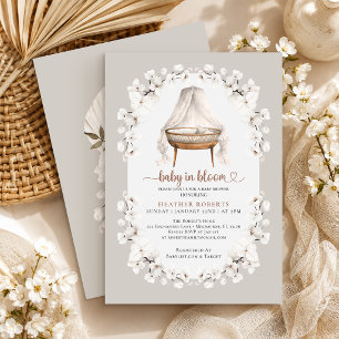 Baby in Bloom Neutral Floral Baby Shower Invitation