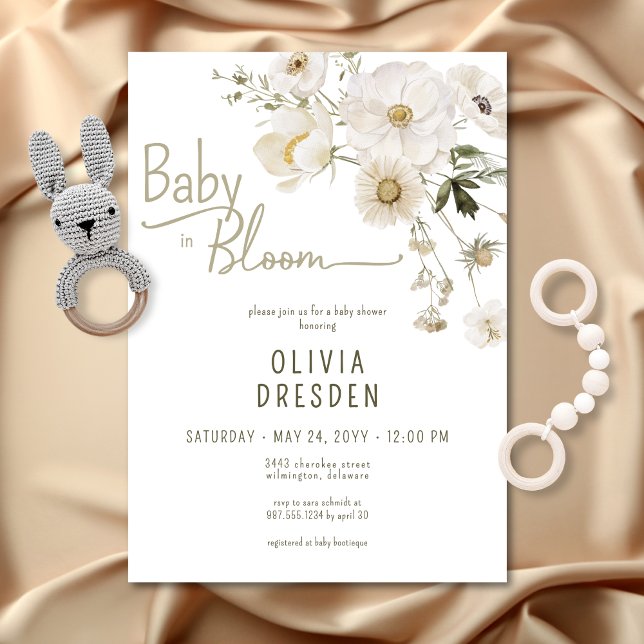 Baby In Bloom Neutral Wildflower Baby Shower Invitation (Baby In Bloom Neutral Wildflower Baby Shower Invitation)