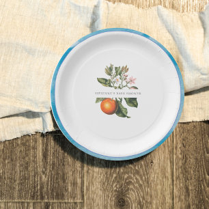 Baby in Bloom   Orange Blossom Baby Shower Paper Plates