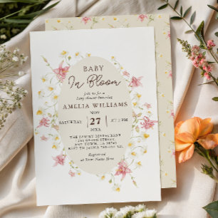 Baby In Bloom Oval Floral Garden Baby Shower Invitation