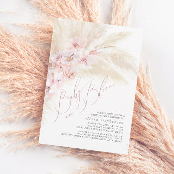 Baby In Bloom Pampas Grass Baby Girl Shower Invitation by lovelywow at Zazzle