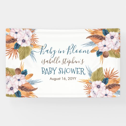 Baby in Bloom Pampas Grass Boho Baby Shower Banner