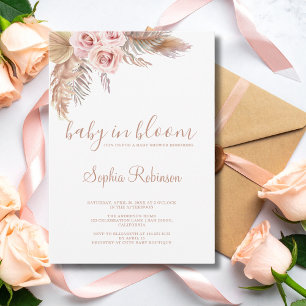 Baby in Bloom Pampas Grass Boho Baby Shower Invitation