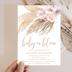 Baby In Bloom Pampas Grass Boho Girl Baby Shower Invitation at Zazzle