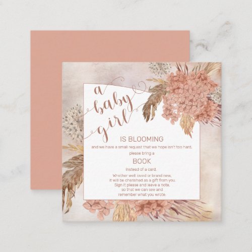 Baby in Bloom Pampas Grass Hydrangea Book Request  Enclosure Card