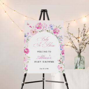 Baby In Bloom Pastel Floral Baby Shower Welcome Foam Board