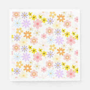 Baby In Bloom Pastel Floral Retro Baby Shower Napkins