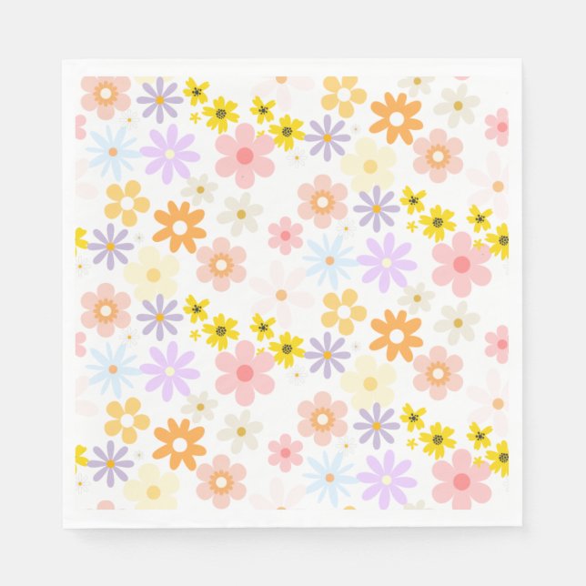 Baby In Bloom Pastel Floral Retro Baby Shower Napkins (Front)
