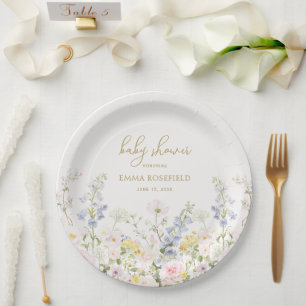 Baby in Bloom Pastel Garden Baby Shower Paper Plates